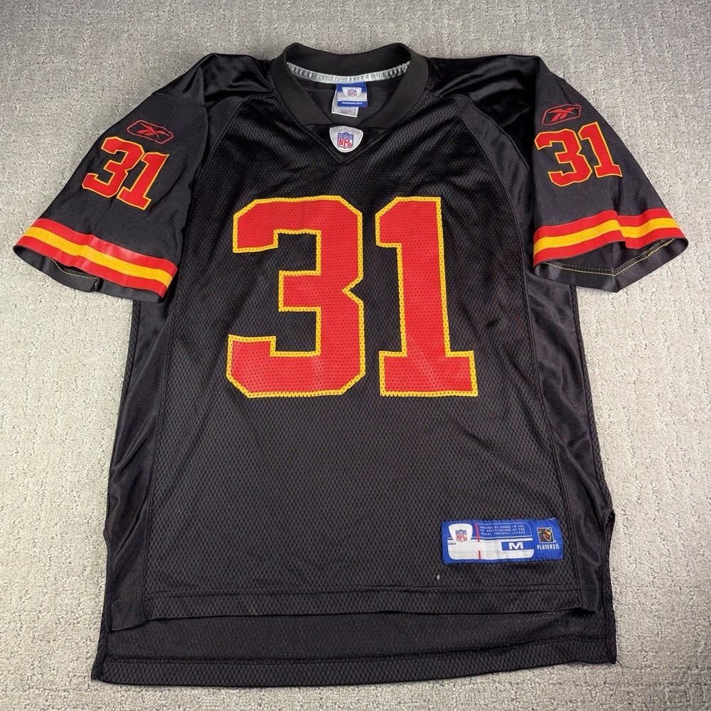 Vtg Reebok NFL Kansas City Chiefs Priest Holmes #31 Y2K Black Football Jersey M